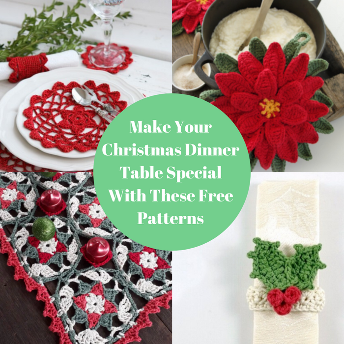 Free Crochet Christmas Dinner Table Decor Pattern Round-Up