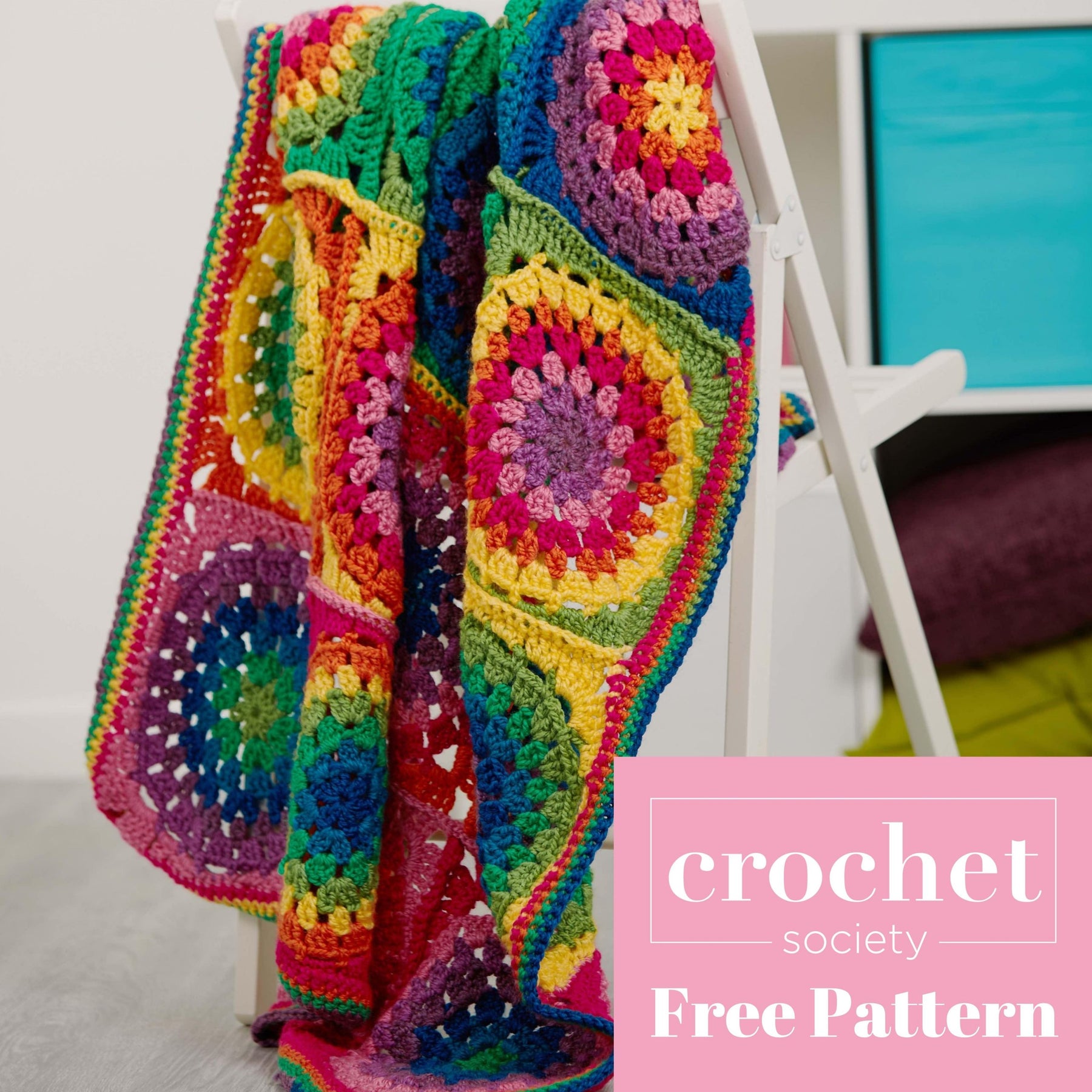 FREE Crochet Pattern: Rainbow Rounds Blanket