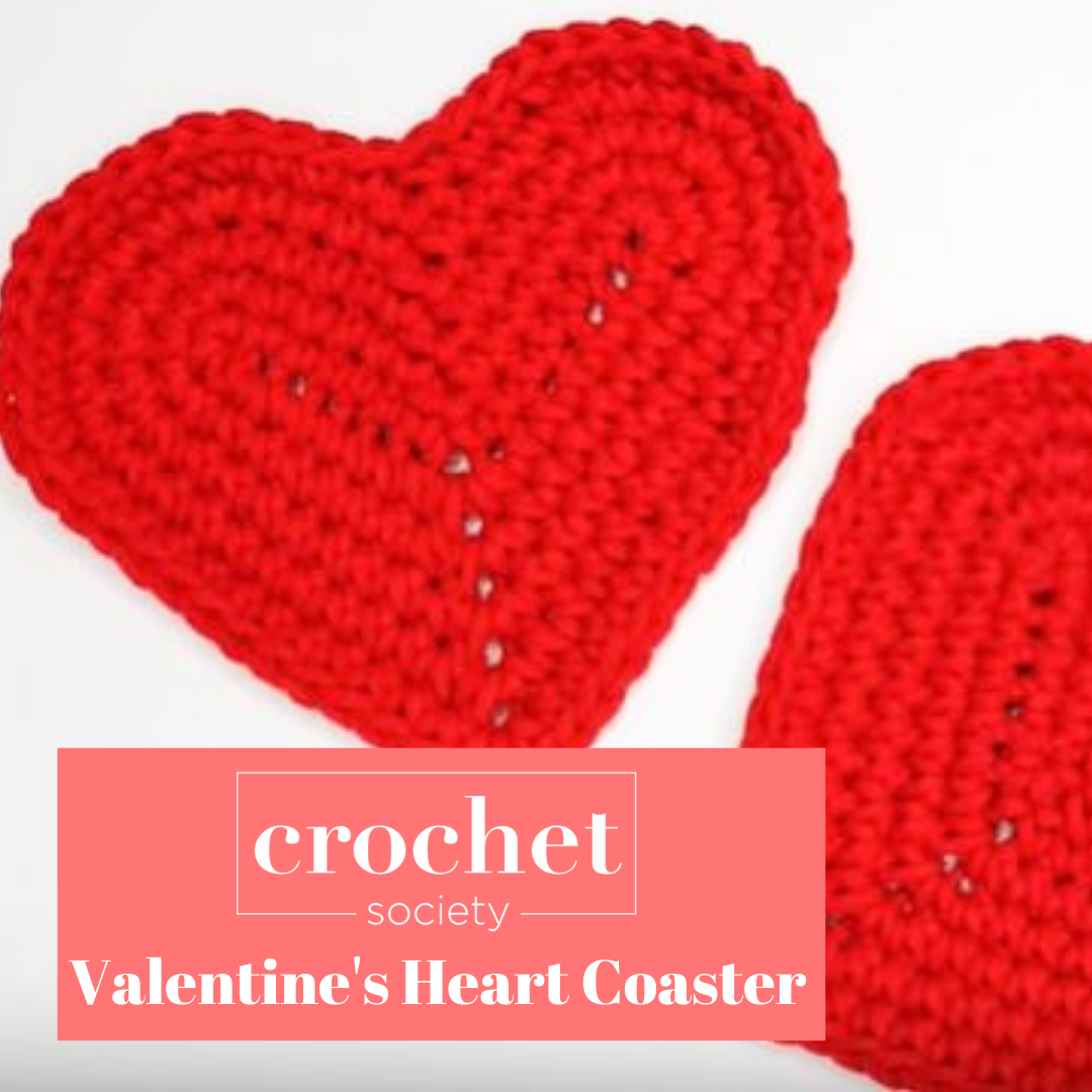 Valentine's Heart-Shaped Crochet Coaster Video Tutorial