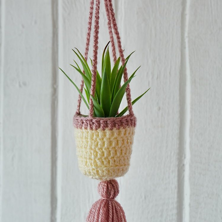 Free Crochet Mini Plant Hanger Tutorial by Gemma Hickman of @littlegemcraftshop