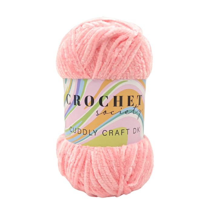 Crochet Society Cuddly Craft DK Chenille Yarn 100g Pink | Soft Rose