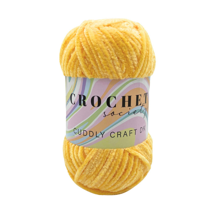 Crochet Society Cuddly Craft DK Chenille Yarn 100g Yellow | Golden Glow