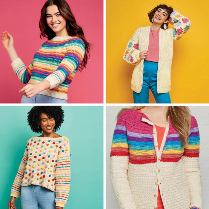 Rainbow Jumper & Cardigan Crochet Digital Pattern Bundle
