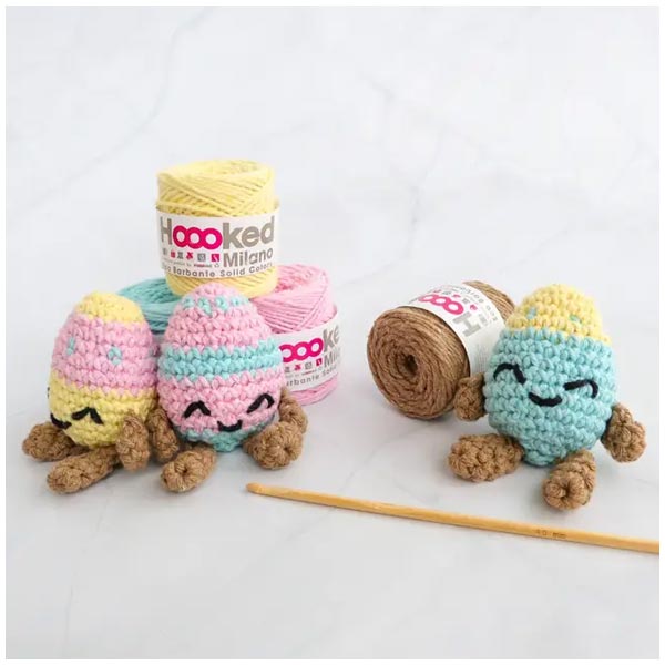 Hoooked Crochet Kit Happy Hoppy Easter Eggs Pastels