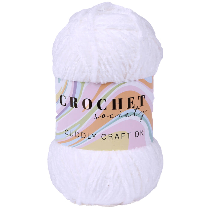 Crochet Society Cuddly Craft DK Chenille Yarn 100g | Snow