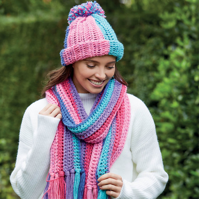 Berry Ribbed Hat & Scarf