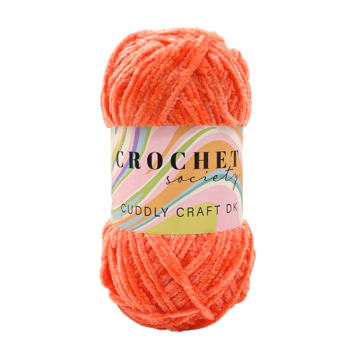 Crochet Society Cuddly Craft DK Chenille Yarn 100g Orange | Warm Coral