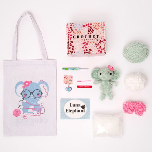 Crochet Society Amigurumi Crochet Kit: Luna the Elephant | Menagerie Collection