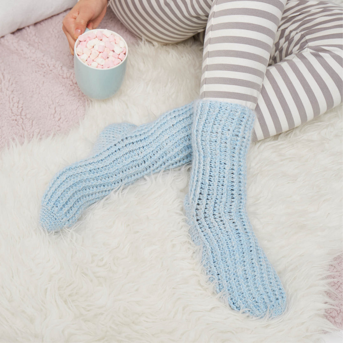 Fluffy Rib Socks Digital Pattern — Crochet Society