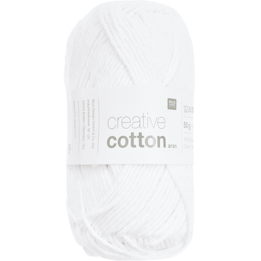 Rico Design Aran Creative Cotton Yarn 50g | White