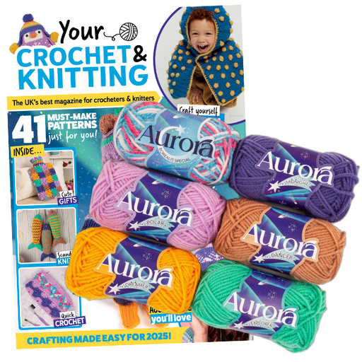 Your Crochet & Knitting Magazine #49 With 6 Ball Aurora Yarn Kit