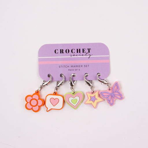 Crochet Society Luxury Stitch Markers | Set of 5