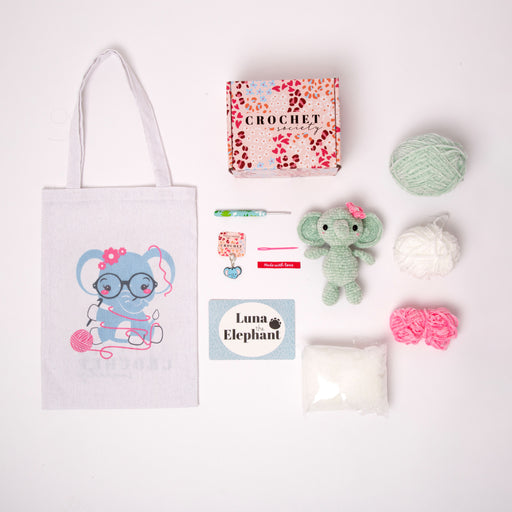 Crochet Society Amigurumi Crochet Kit: Luna the Elephant | Menagerie Collection