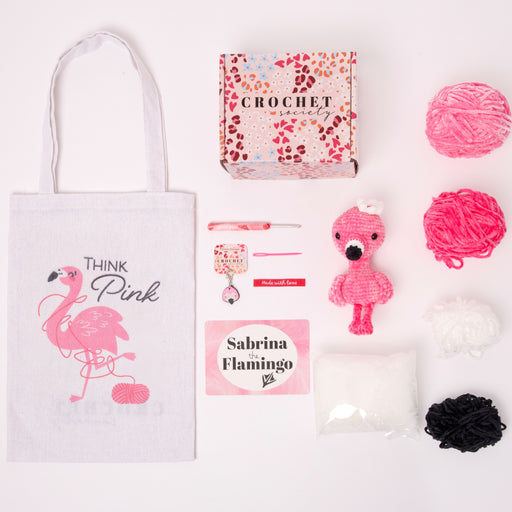 Crochet Society Amigurumi Crochet Kit: Sabrina the Flamingo | Menagerie Collection