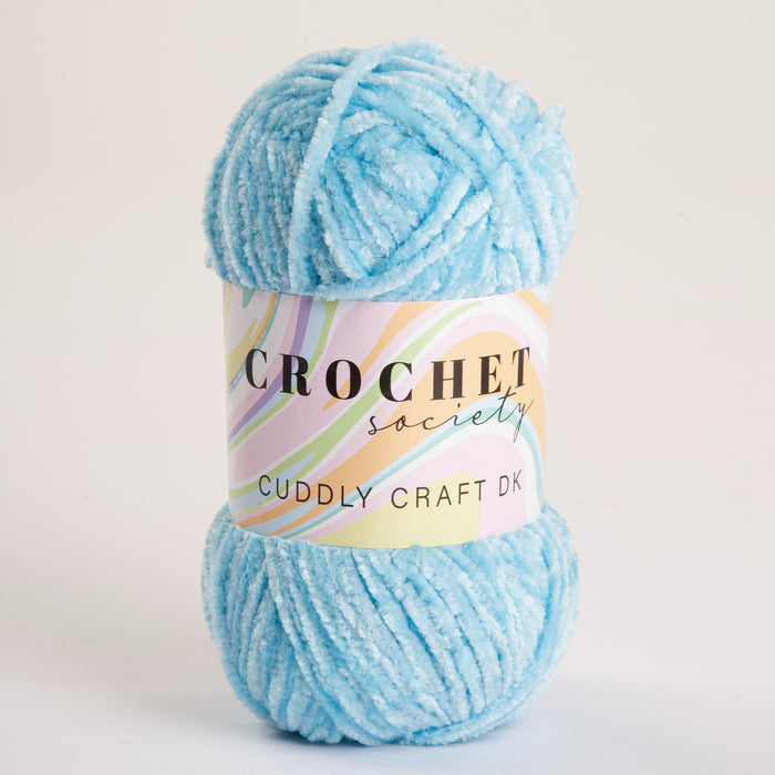 Crochet Society Cuddly Craft DK Chenille Yarn 100g Blue | Cloudy Days