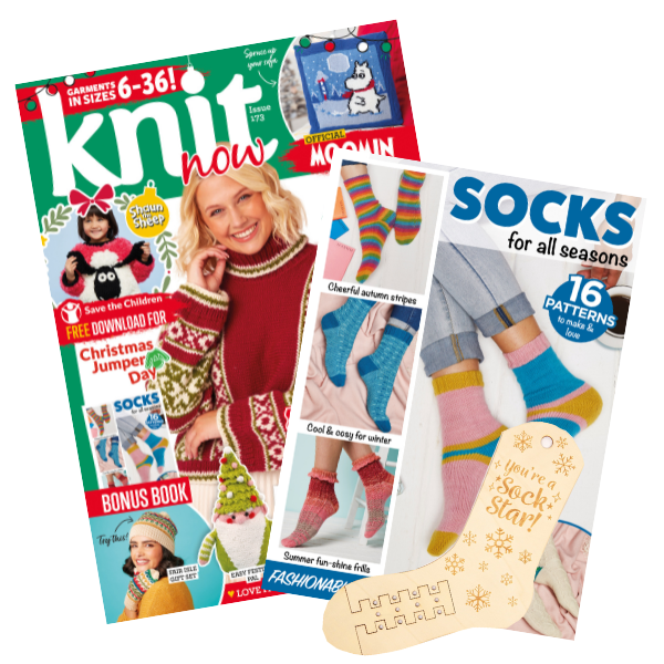 Knit Now Magazine #173 With Sock Blocker and Sock Pattern Book