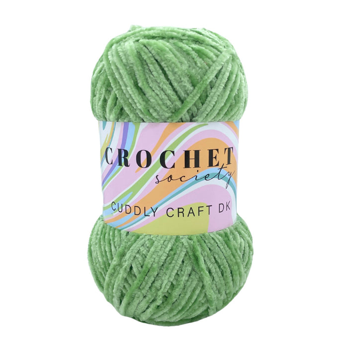 Crochet Society Cuddly Craft DK Chenille Yarn 100g Green | Sugar Snap