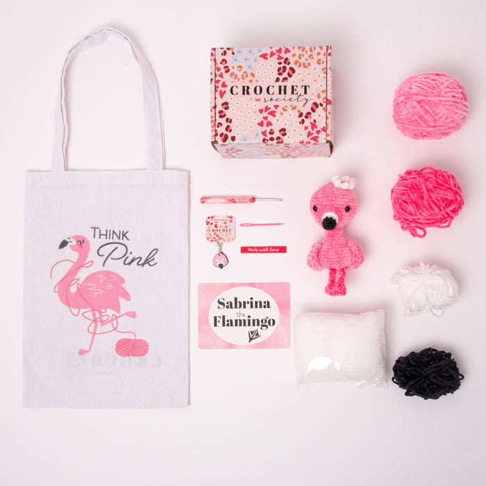 Crochet Society Amigurumi Crochet Kit: Sabrina the Flamingo | Menagerie Collection