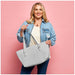 Bella Coco Crochet Tote & Storage Bag Grey & Pink